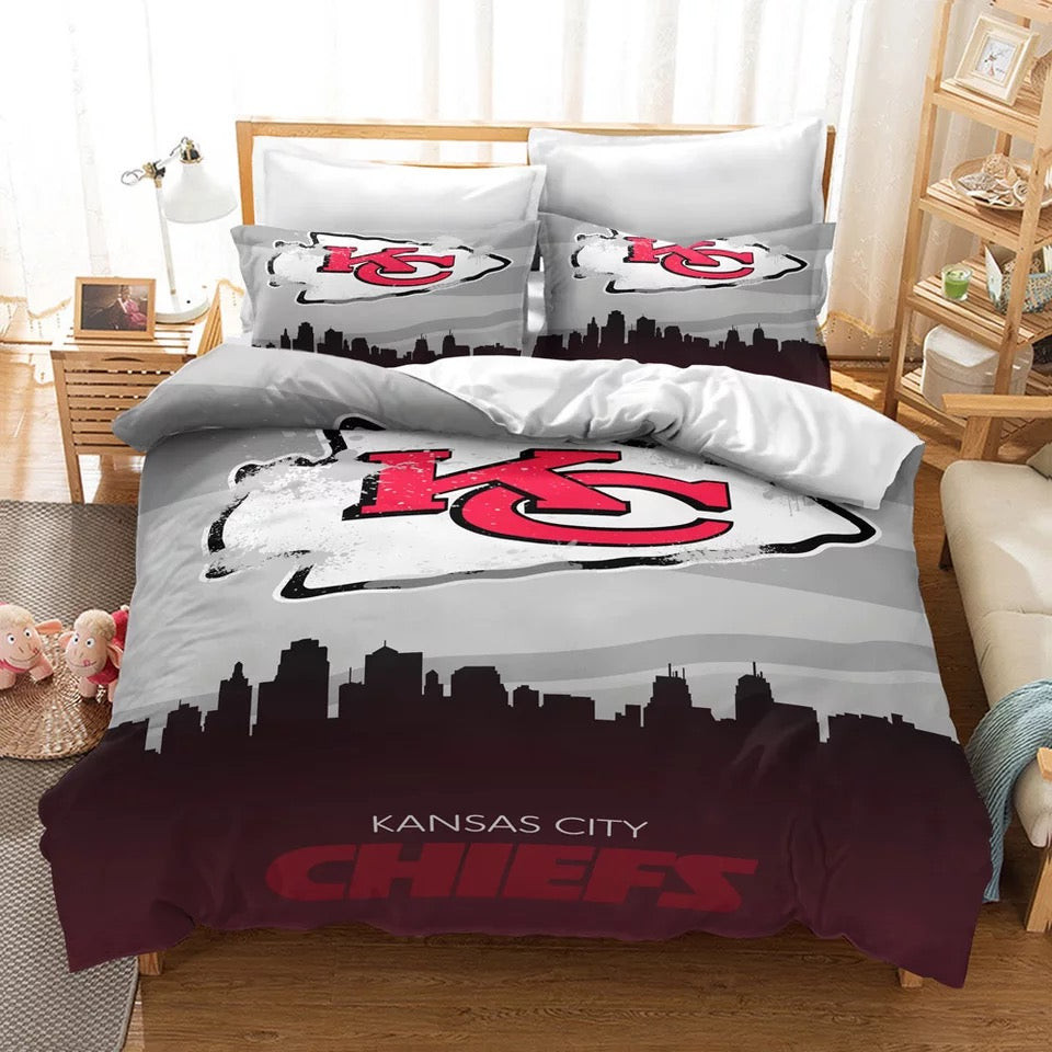 Kansas City Chiefs Football League Quilt Cover Pillowcase Bedding Set Home Bedroom Decor