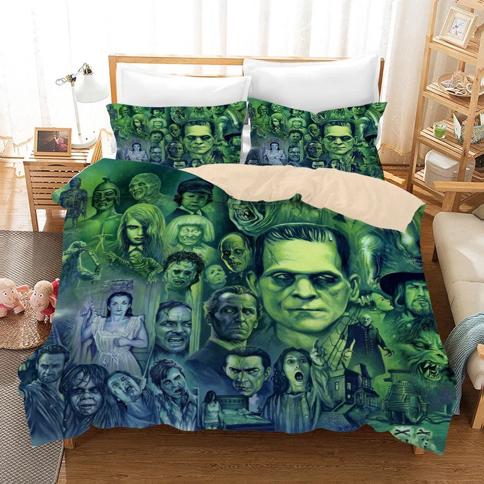 Halloween Michael Myers Horror Movie Quilt Cover Pillowcase Bedding Set Home Bedroom Decor