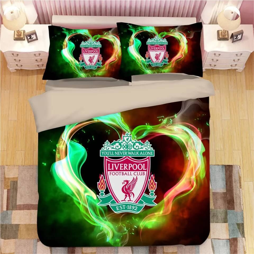 Football Logo Quilt Cover Pillowcase Bedding Set Home Bedroom Decor