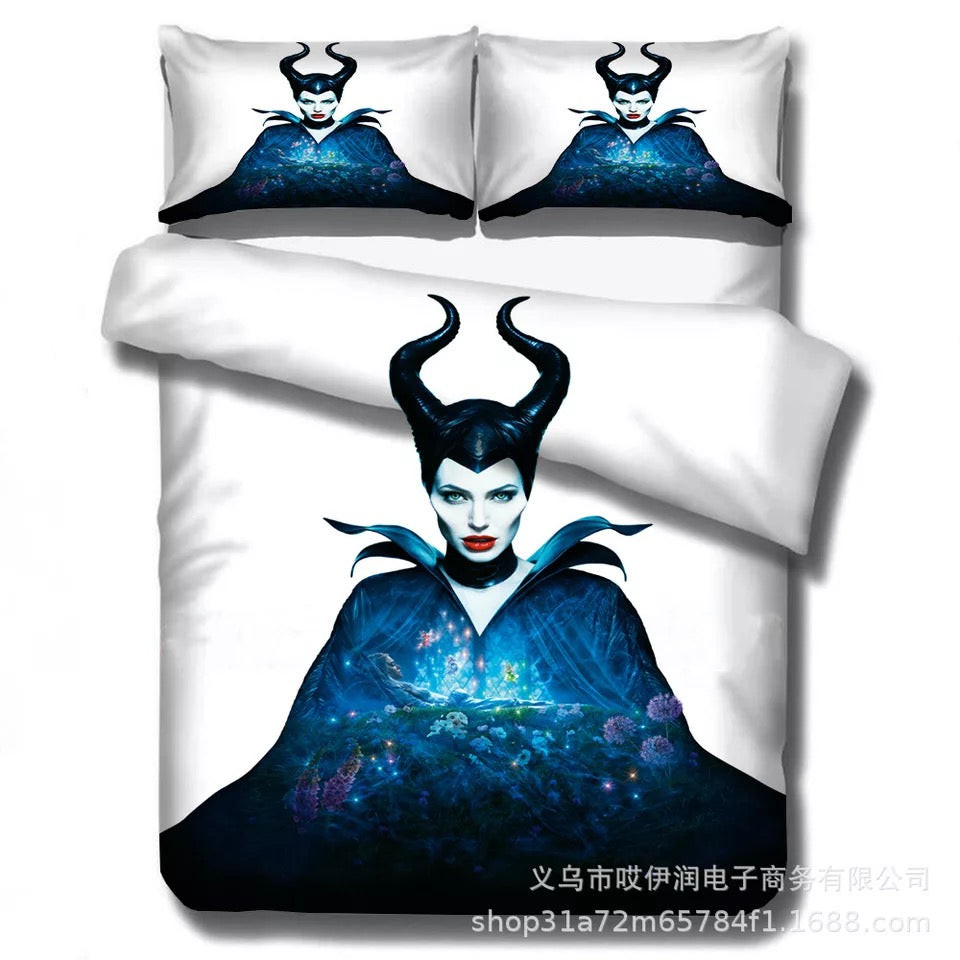 Maleficent Quilt Cover Pillowcase Bedding Set Home Bedroom Decor
