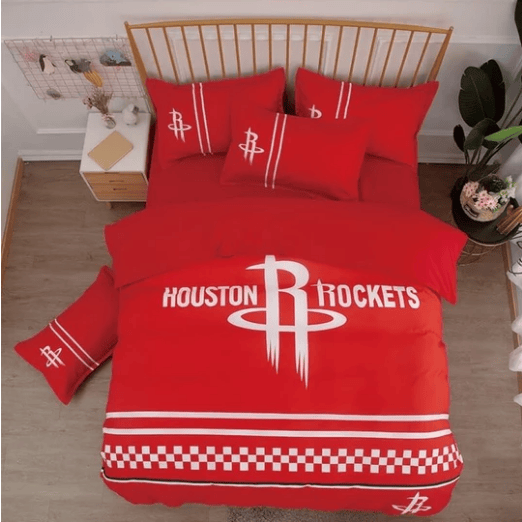 NBA Houston NBA Rockets Quilt Cover Pillowcase Bedding Set Home Bedroom Decor