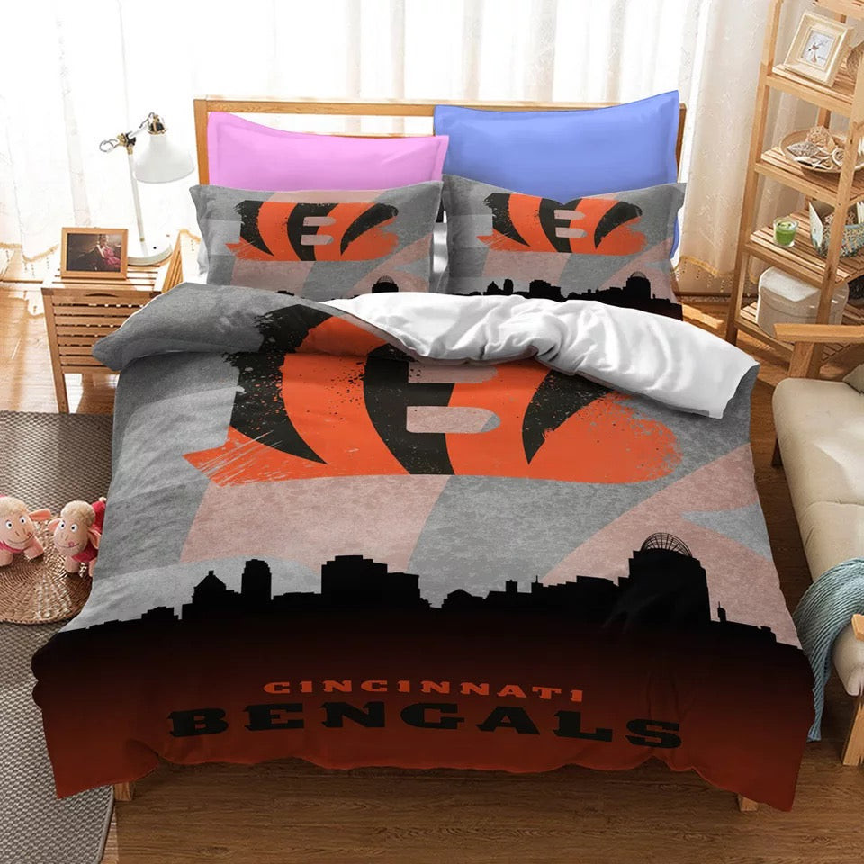 Cincinnati Bengals Football League Quilt Cover Pillowcase Bedding Set Home Bedroom Decor
