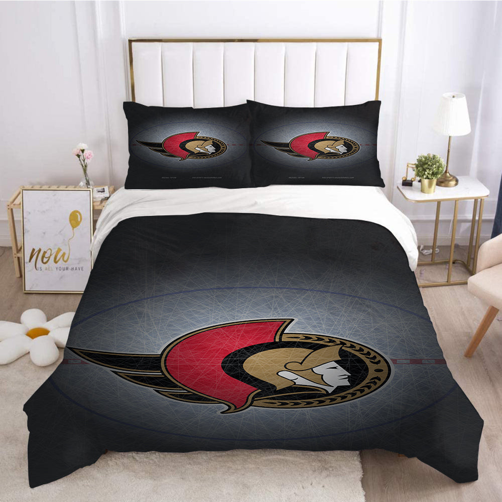 Ottawa Senators Hockey League 3D Printed Quilt Cover Pillowcase Bedding Set Home Bedroom Decor