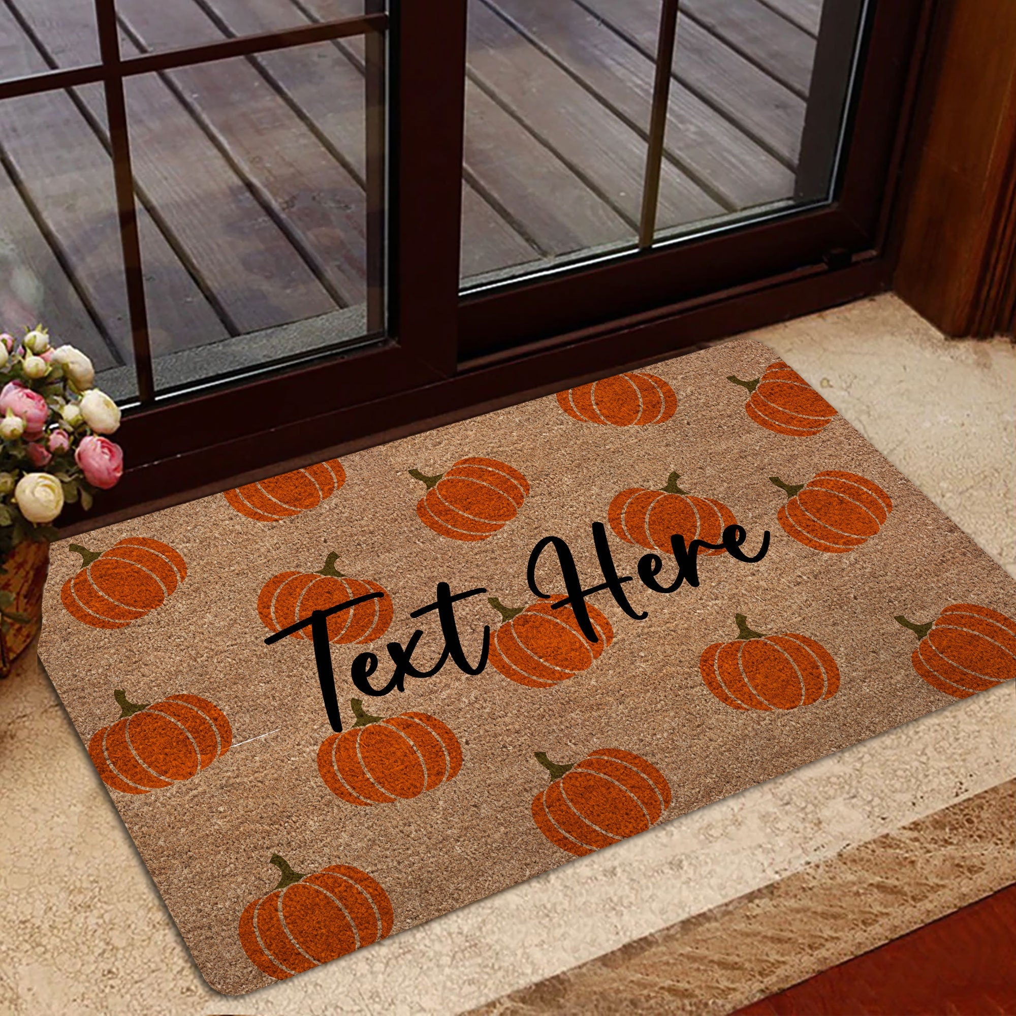 Pumpkin Doormat, Fall Pumpkins Door Mat, Autumn Pumpkin Welcome Mat, Custom Text Entrance Mat, Fall Decor, Housewarming Gift