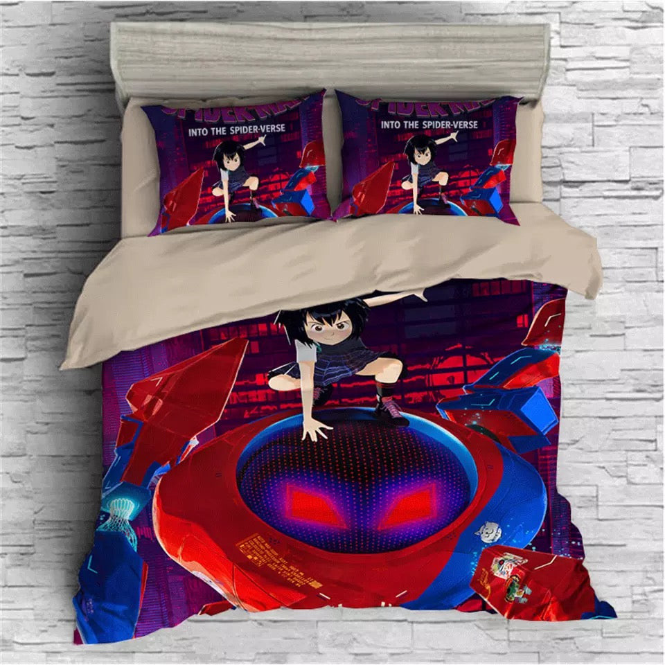 Spider-Man: Into The Spider-Verse Miles Morales Quilt Cover Pillowcase Bedding Set Home Bedroom Decor