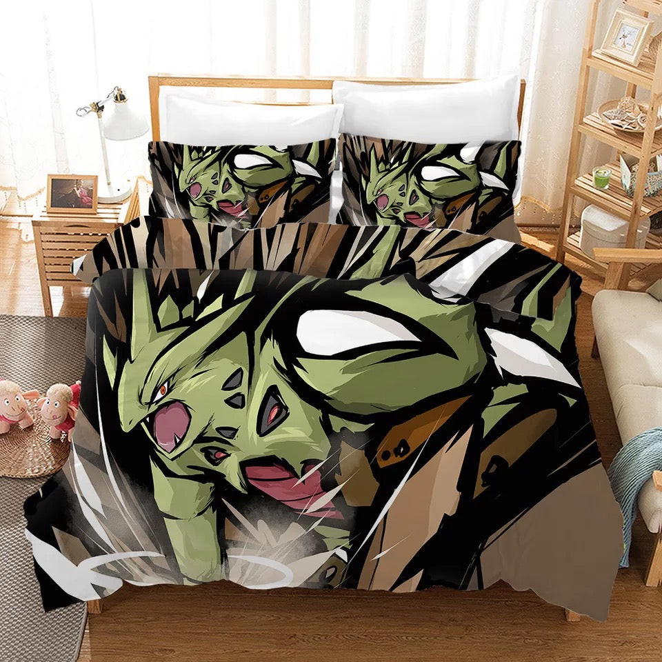 Pokemon Pikachu Tyranitar Quilt Cover Pillowcase Bedding Set Home Bedroom Decor