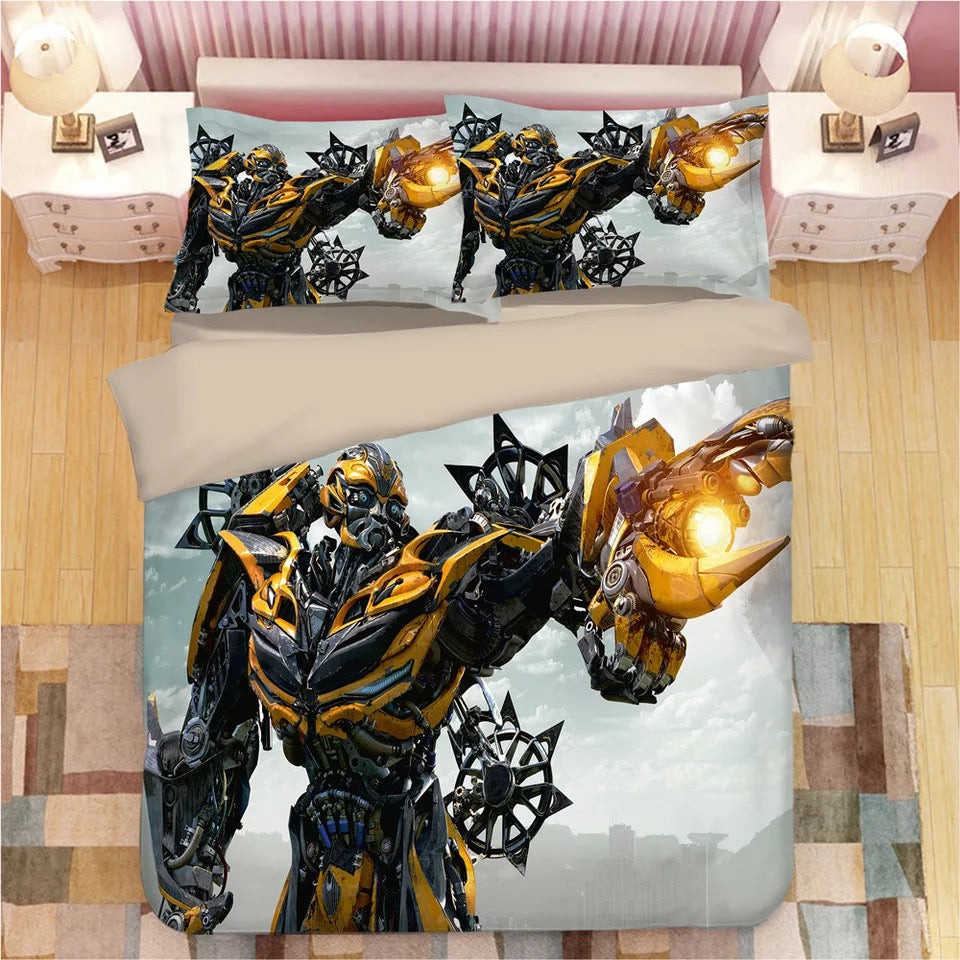 Transformers Bumblebee Quilt Cover Pillowcase Bedding Set Home Bedroom Decor