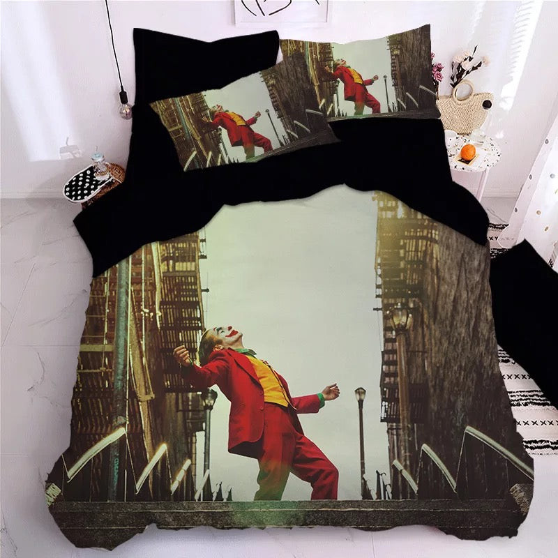 Joker Arthur Fleck Clown Quilt Cover Pillowcase Bedding Set Home Bedroom Decor