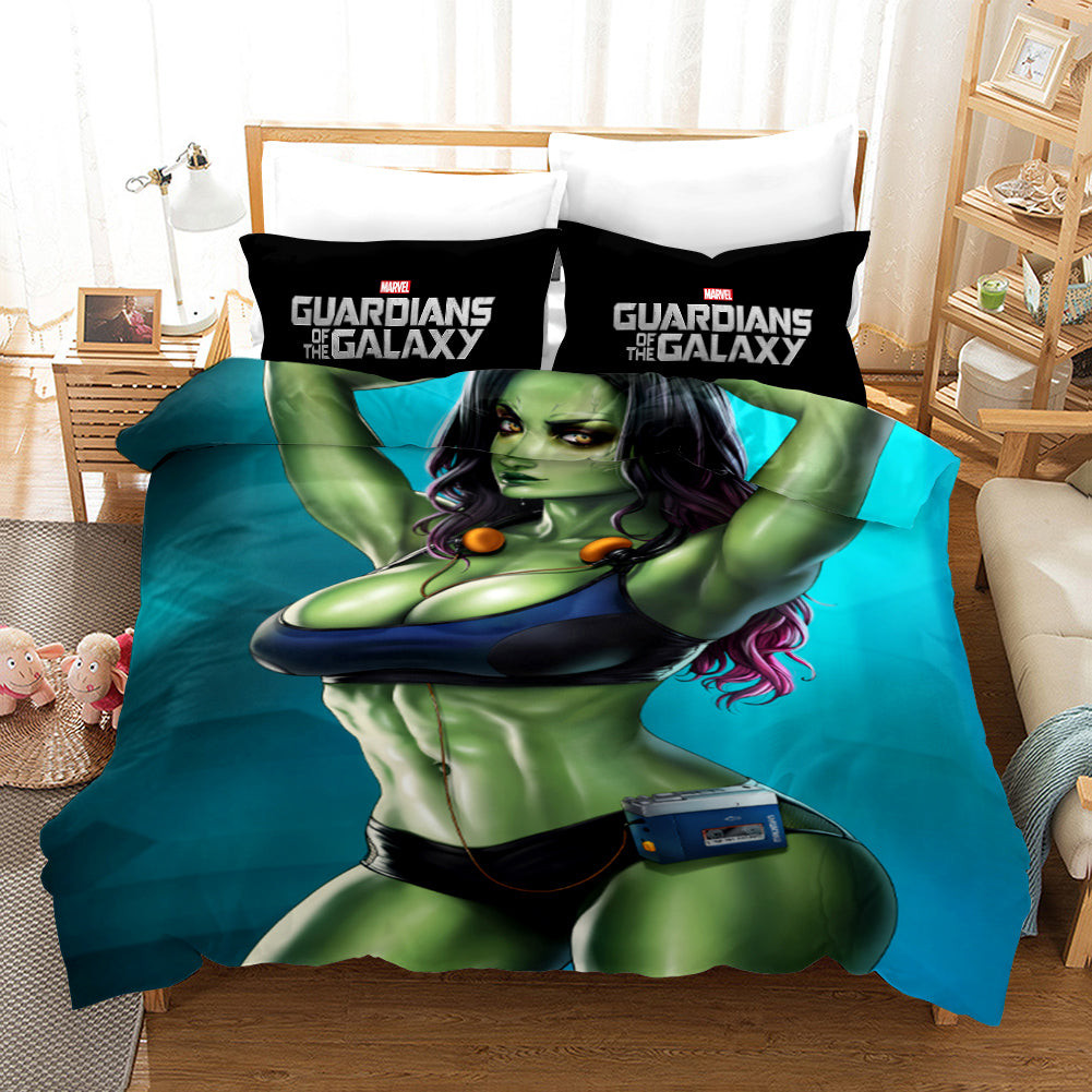 Guardians Of The Galaxy Gamora Quilt Cover Pillowcase Bedding Set Home Bedroom Decor