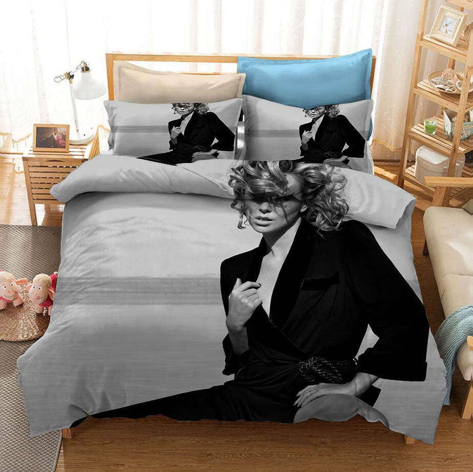 Charlize Theron Quilt Cover Pillowcase Bedding Set Home Bedroom Decor
