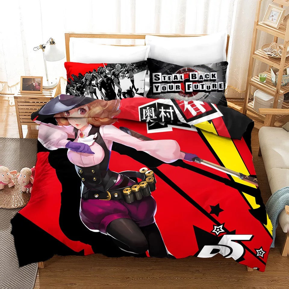 Persona 5 Haru Okumura Quilt Cover Pillowcase Bedding Set Home Bedroom Decor