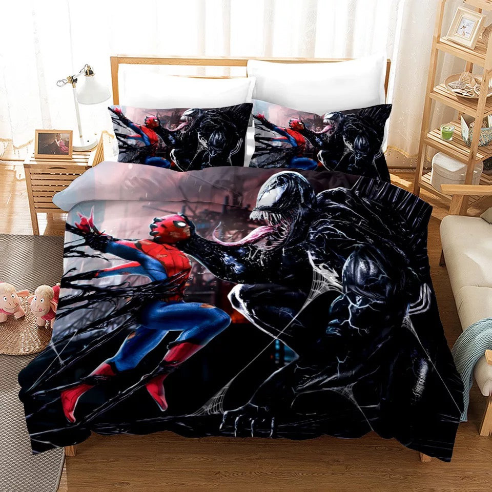 Venom Spiderman Quilt Cover Pillowcase Bedding Set Home Bedroom Decor