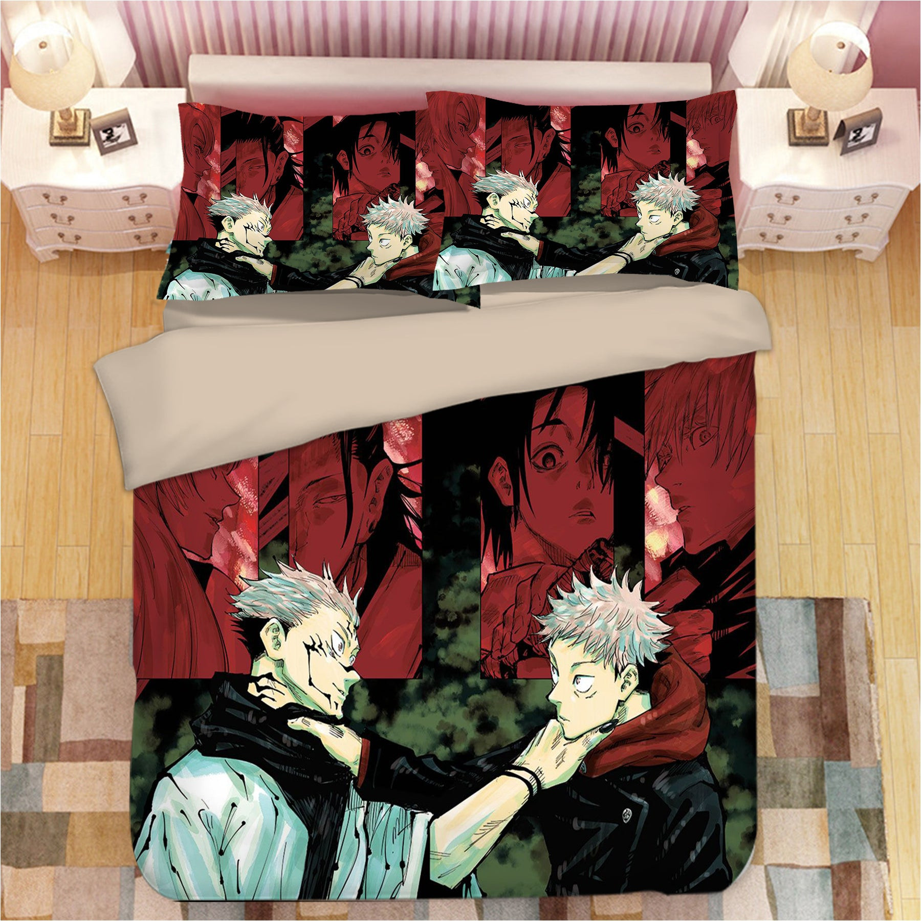 Jujutsu Kaisen Quilt Cover Pillowcase Bedding Set Home Bedroom Decor