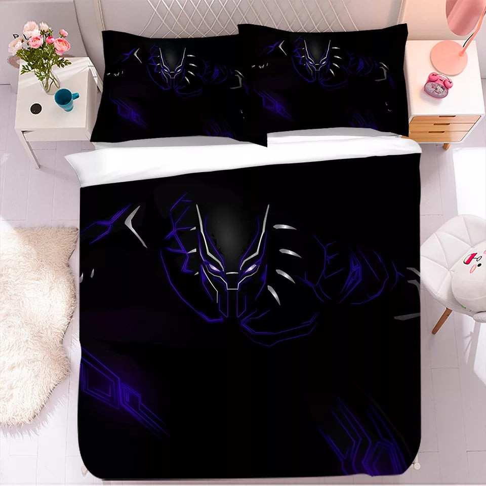 Black Panther TChalla Chadwick Boseman Quilt Cover Pillowcase Bedding Set Home Bedroom Decor