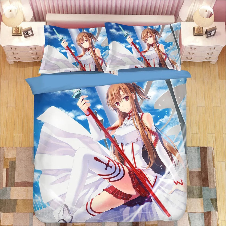 Sword Art Online Sao Quilt Cover Pillowcase Bedding Set Home Bedroom Decor