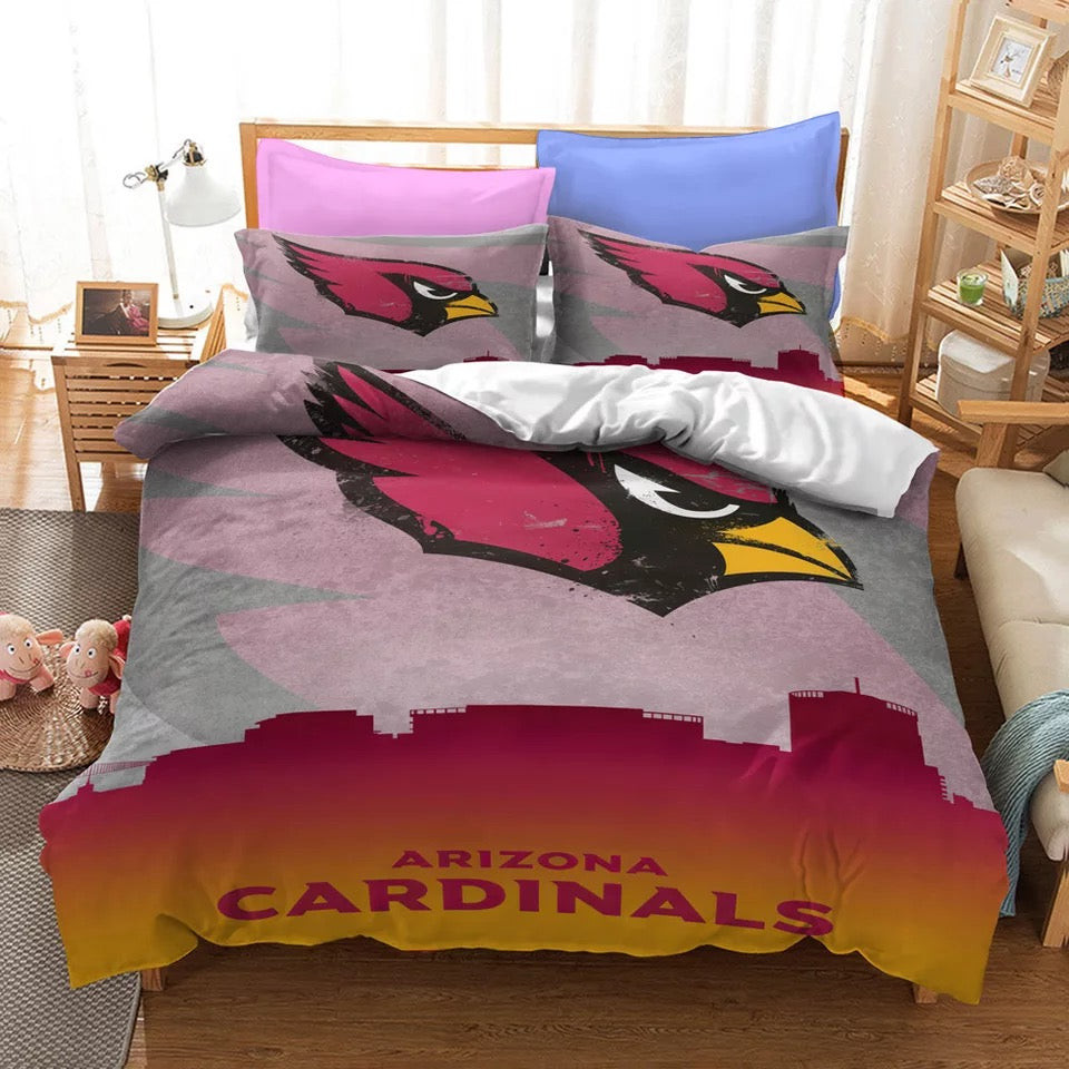 Arizona Cardinals Football Team Quilt Cover Pillowcase Bedding Set Home Bedroom Decor