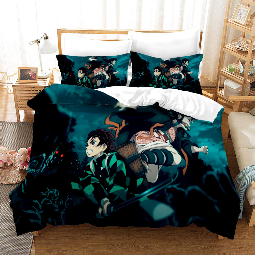 Demon Slayer Kimetsu No Yaiba Season 2 Quilt Cover Pillowcase Bedding Set Home Bedroom Decor