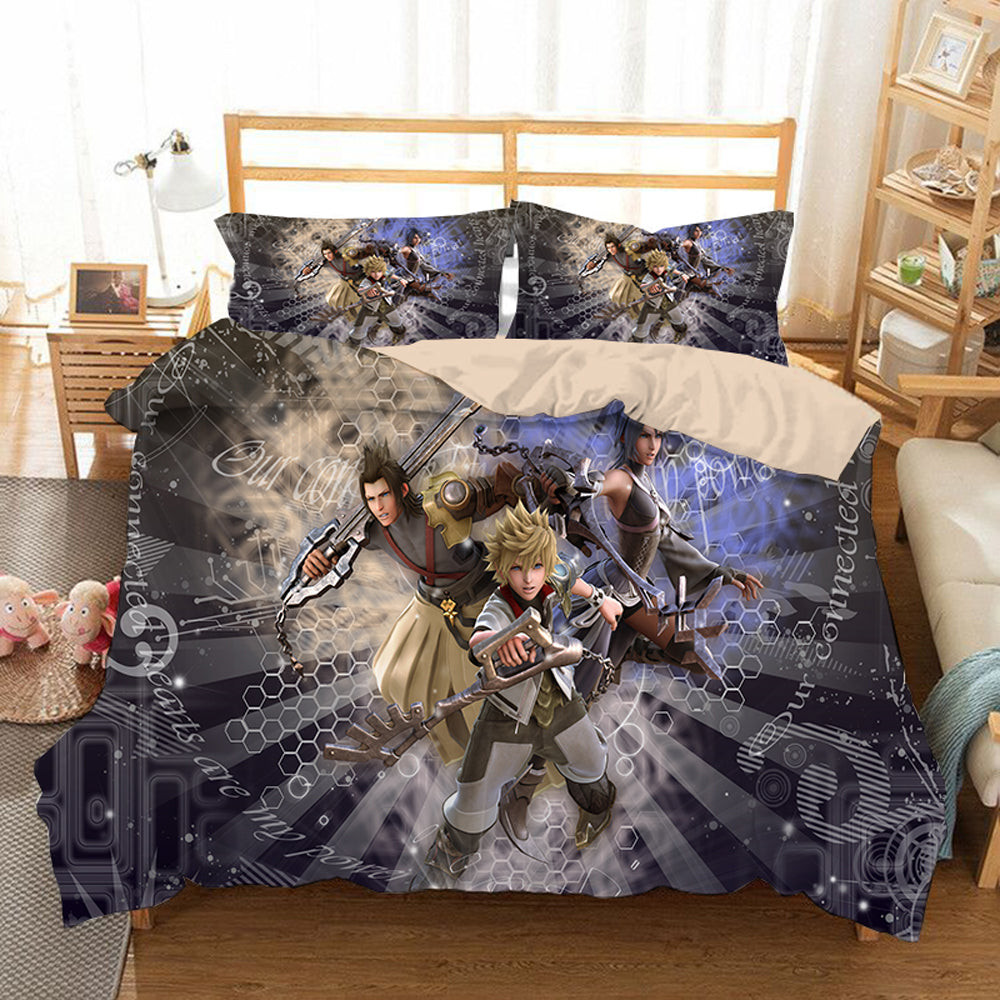 Kingdom Hearts Quilt Cover Pillowcase Bedding Set Home Bedroom Decor