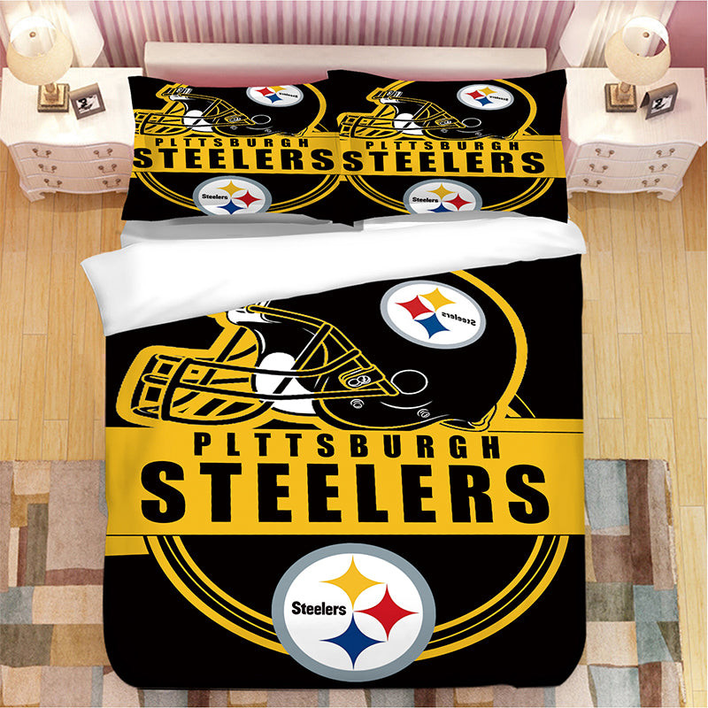 Pittsburgh Steelers National Football LeagueFootball Quilt Cover Pillowcase Bedding Set Home Bedroom Decor