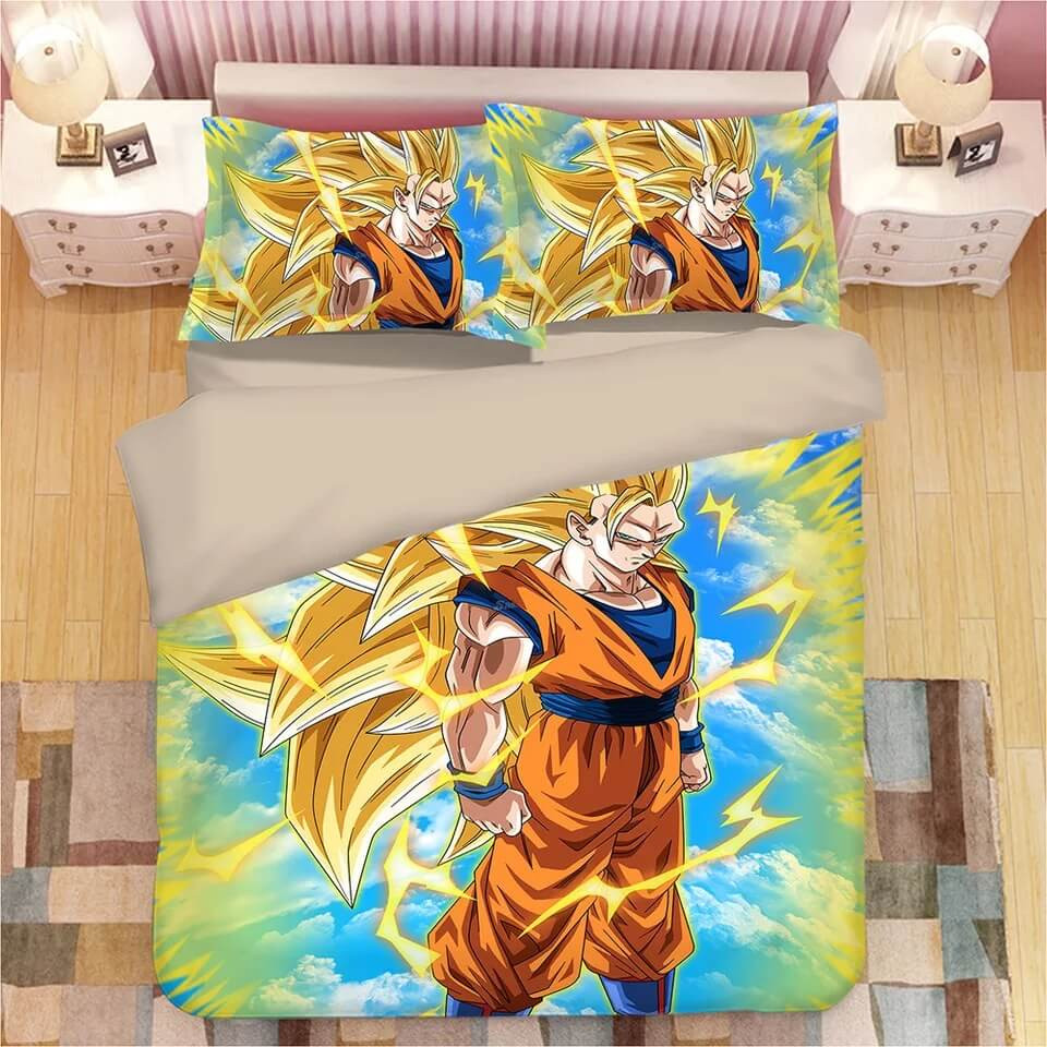 Dragon Ball Z Son Goku Quilt Cover Pillowcase Bedding Set Home Bedroom Decor