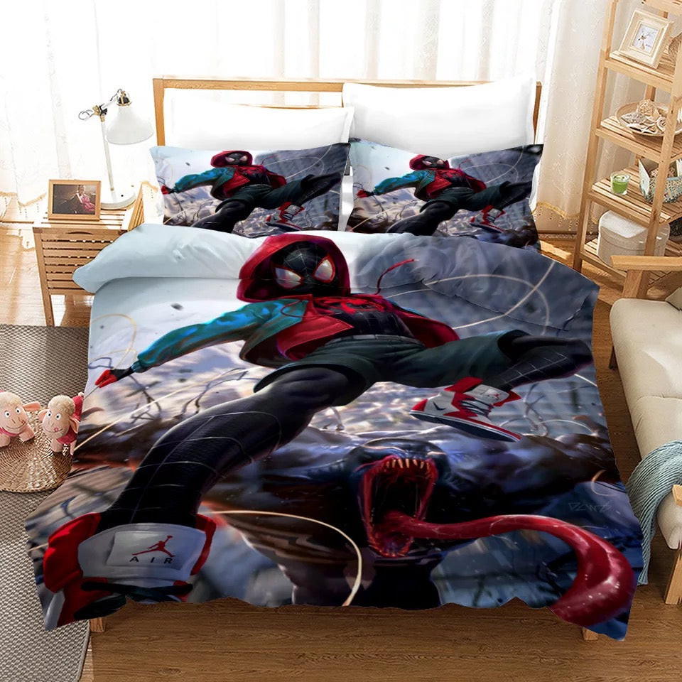 Venom Miles Morales Quilt Cover Pillowcase Bedding Set Home Bedroom Decor