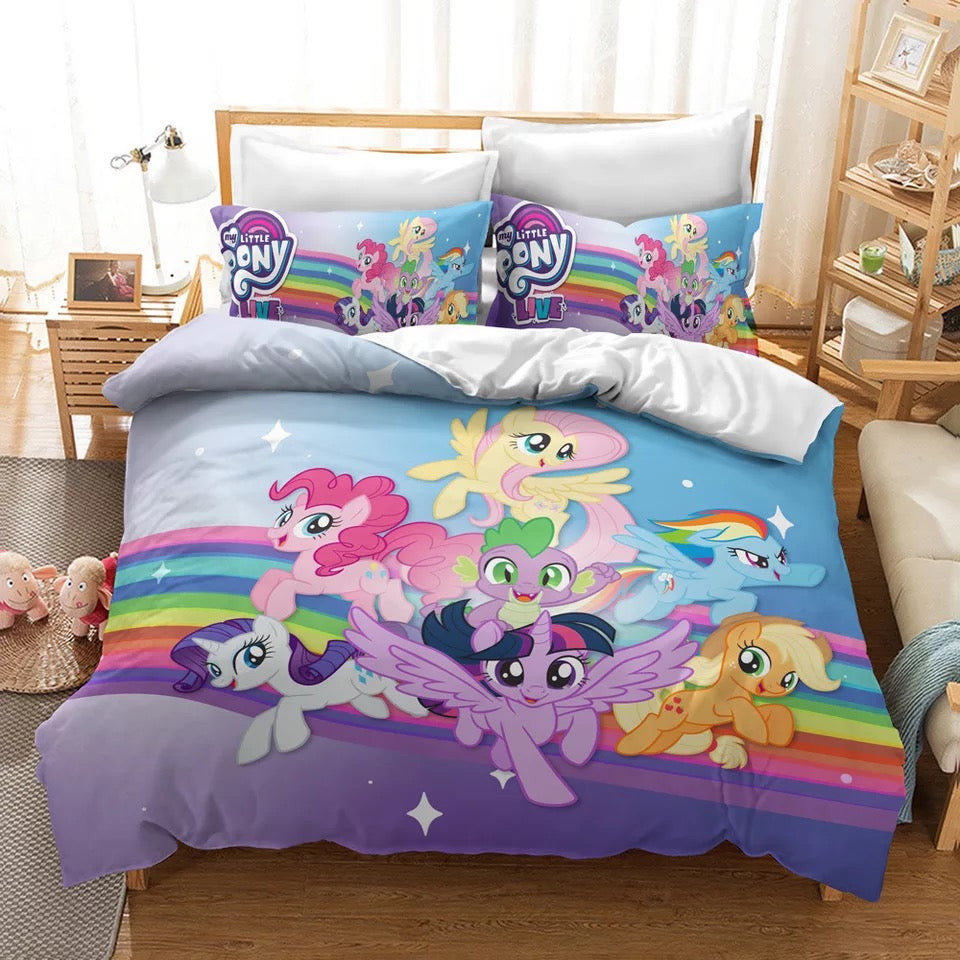My Little Pony Quilt Cover Pillowcase Bedding Set Home Bedroom Decor