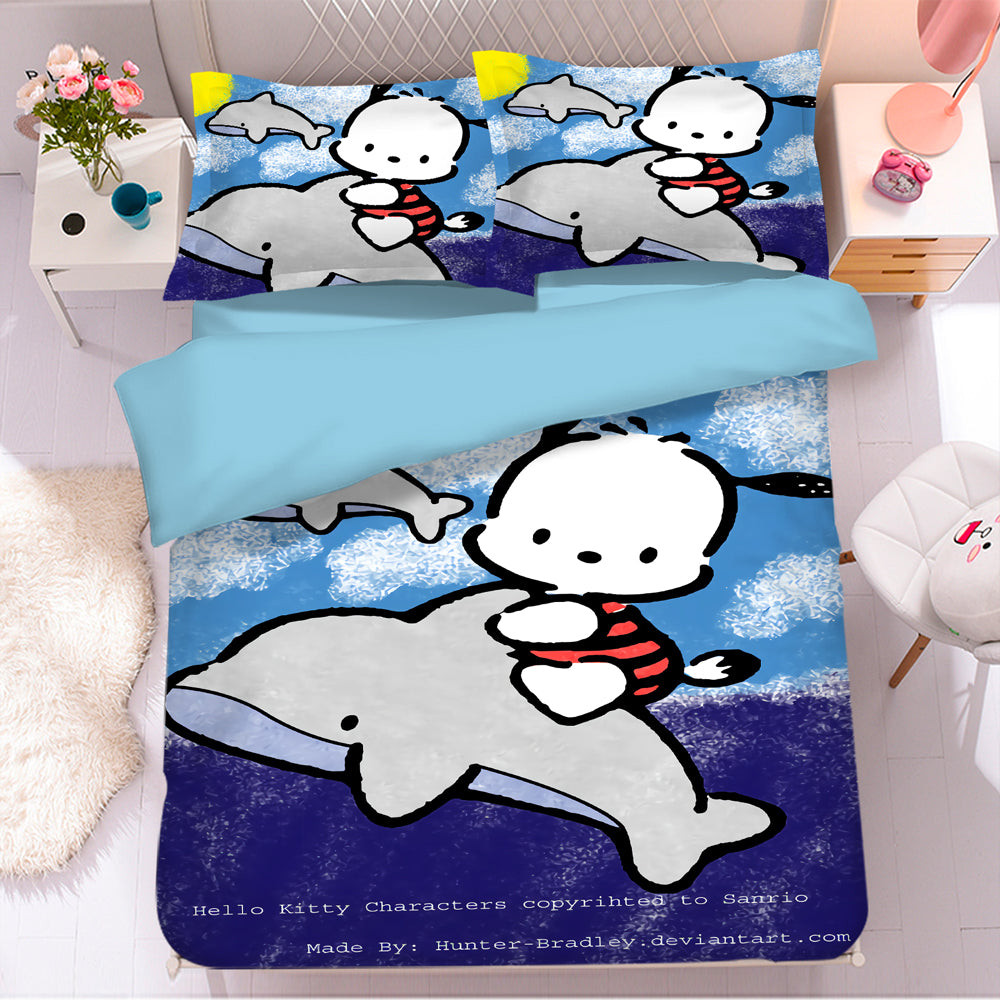 Pachacco Pochacco Pocha Pocha Chubby Quilt Cover Pillowcase Bedding Set Home Bedroom Decor
