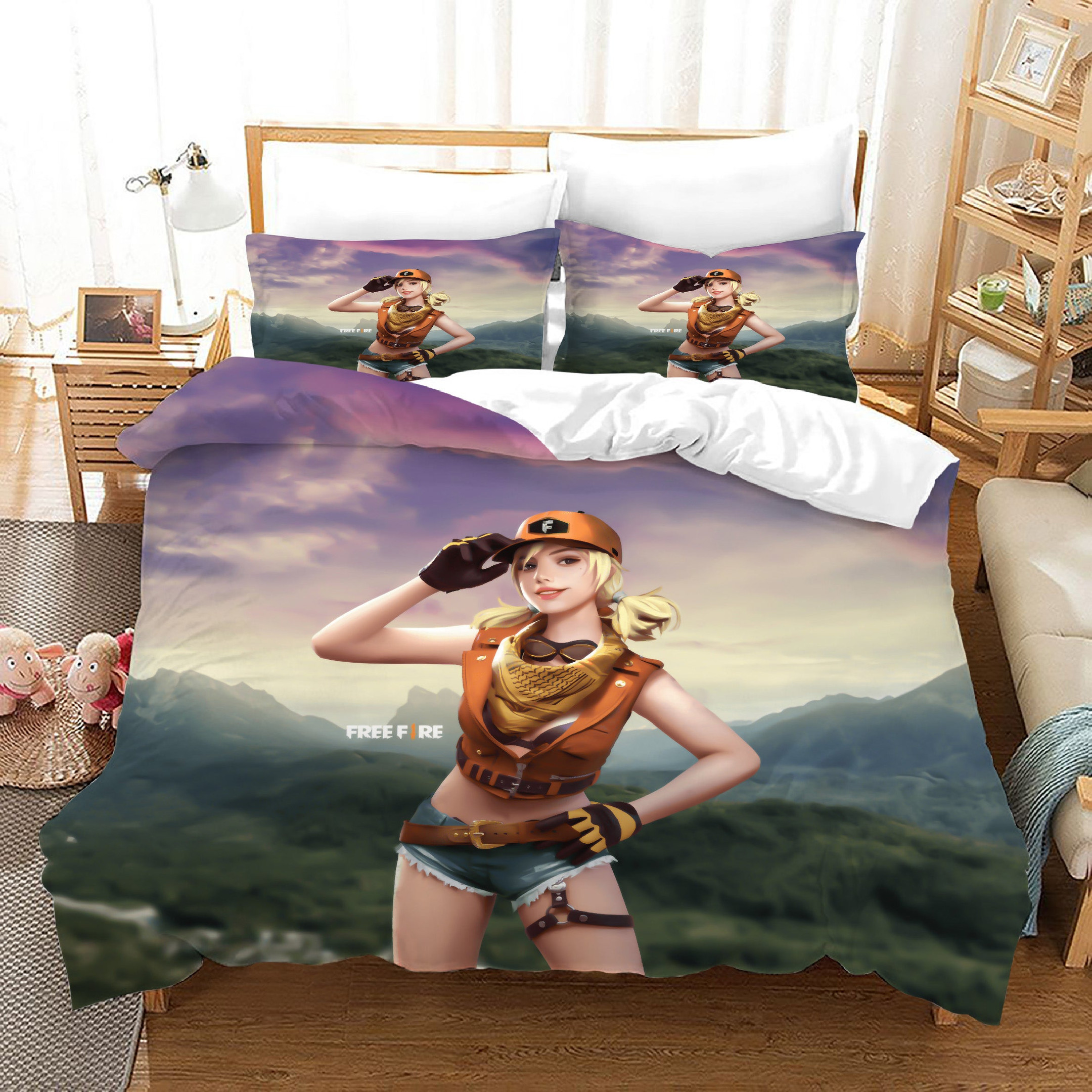 Free Fire Quilt Cover Pillowcase Bedding Set Home Bedroom Decor