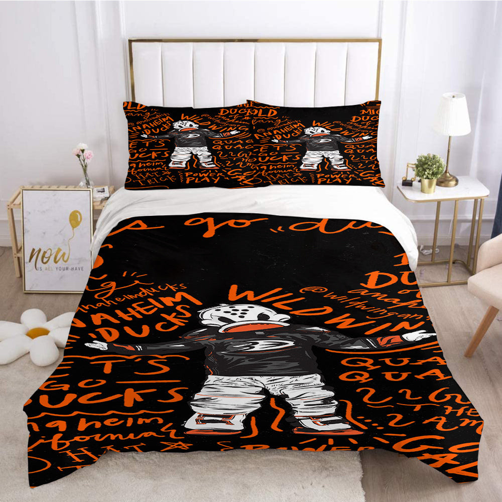 Anaheim Ducks Hockey League 3D Printed Quilt Cover Pillowcase Bedding Set Home Bedroom Decor