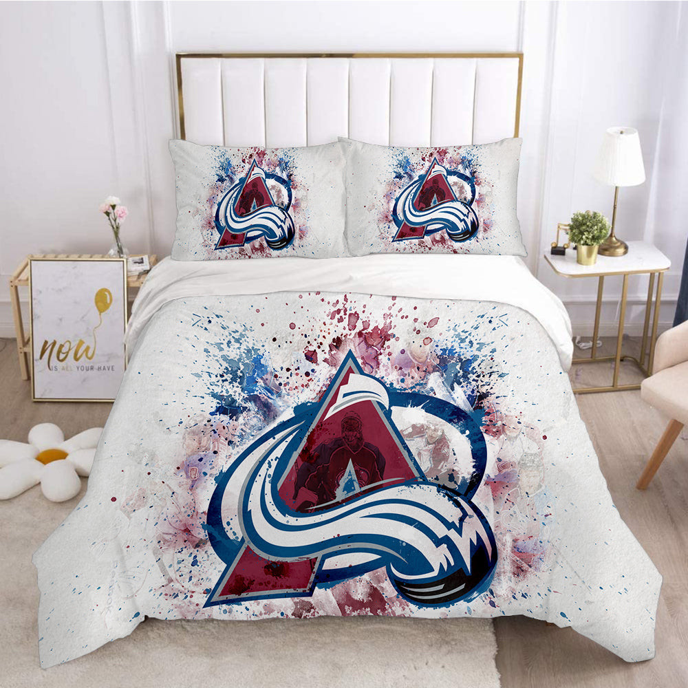 Colorado Avalanche Hockey League 3D Printed Quilt Cover Pillowcase Bedding Set Home Bedroom Decor