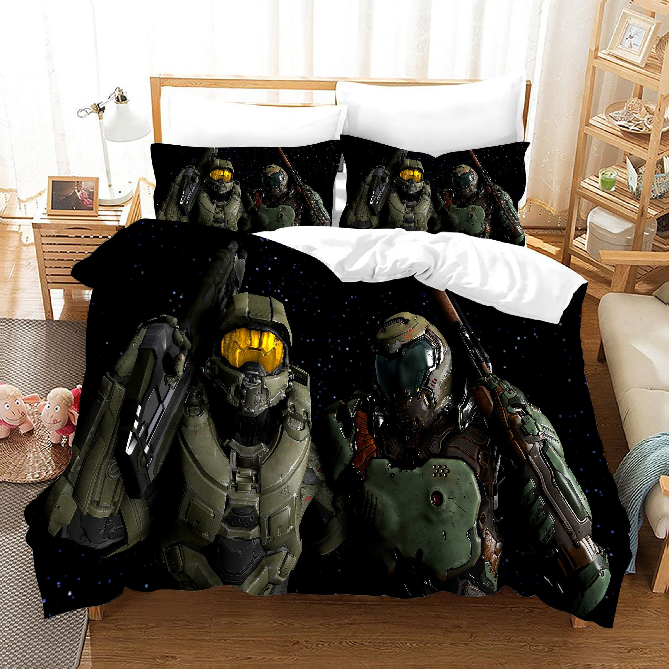 Halo 5 Guardians Quilt Cover Pillowcase Bedding Set Home Bedroom Decor