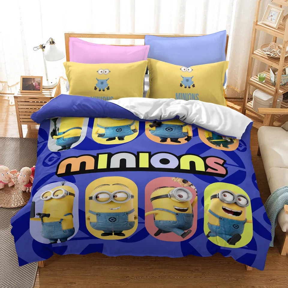 Despicable Me Minions Quilt Cover Pillowcase Bedding Set Home Bedroom Decor