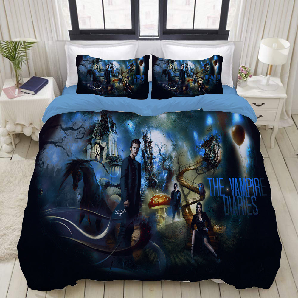 The Vampire Diaries Quilt Cover Pillowcase Bedding Set Home Bedroom Decor