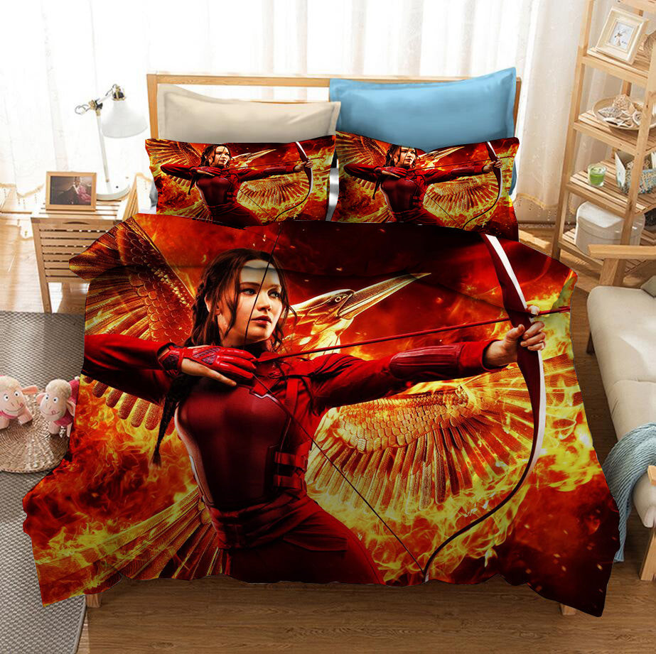 The Hunger Games Quilt Cover Pillowcase Bedding Set Home Bedroom Decor
