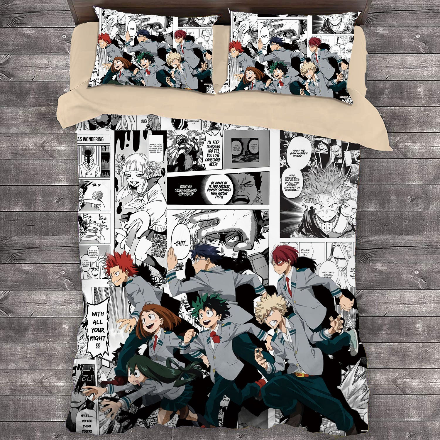 Comic My Hero Academia Quilt Cover Pillowcase Bedding Set Home Bedroom Decor