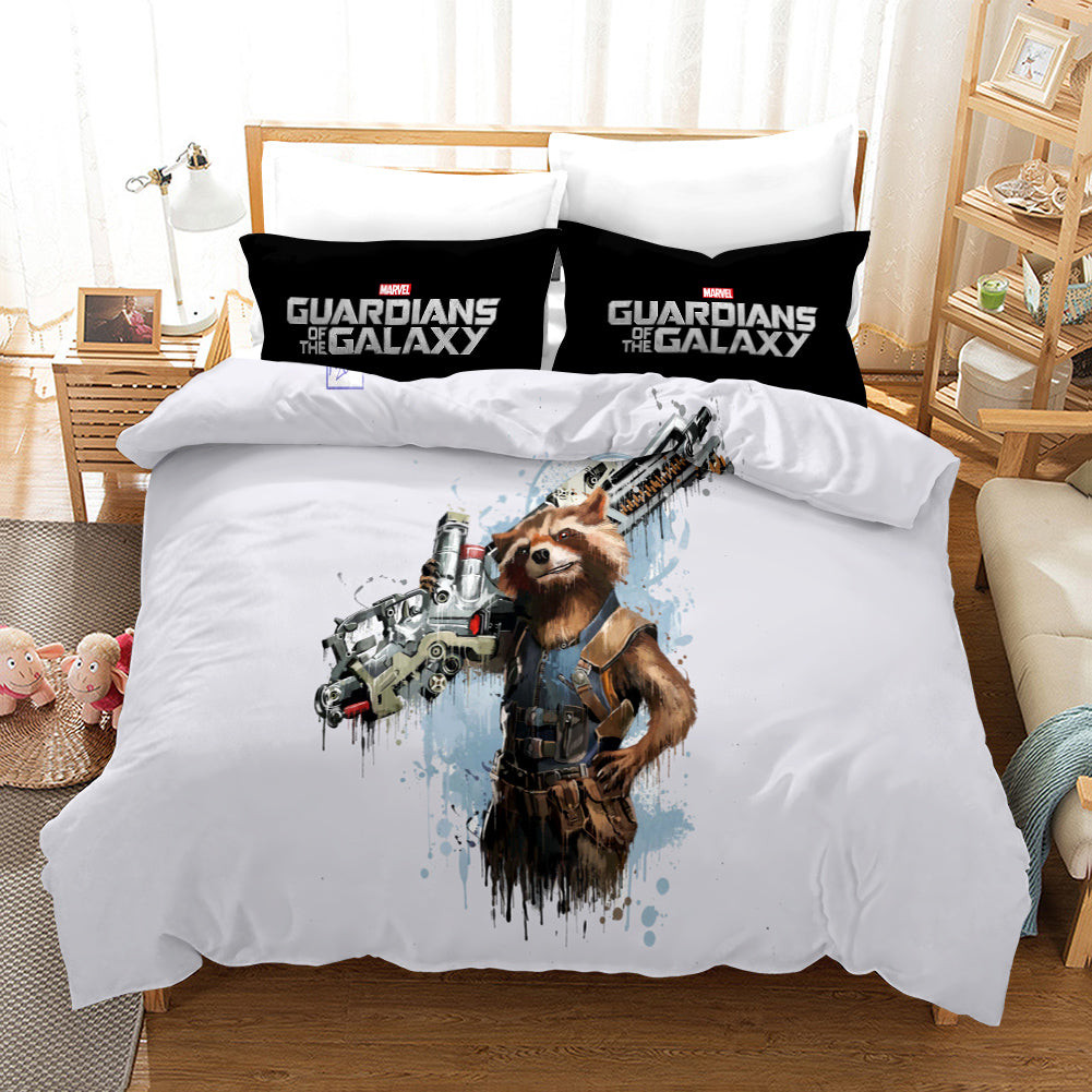 Guardians Of The Galaxy Rocket Raccoon Quilt Cover Pillowcase Bedding Set Home Bedroom Decor