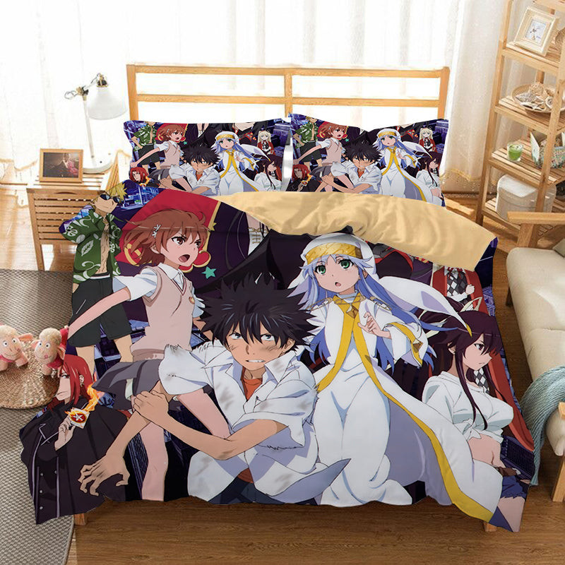 Toaru Majutsu No Index Quilt Cover Pillowcase Bedding Set Home Bedroom Decor