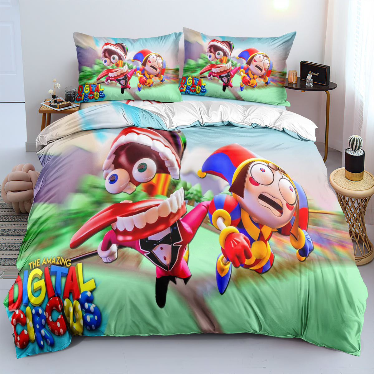 The Amazing Digital Circus Quilt Cover Pillowcase Bedding Set Home Bedroom Decor