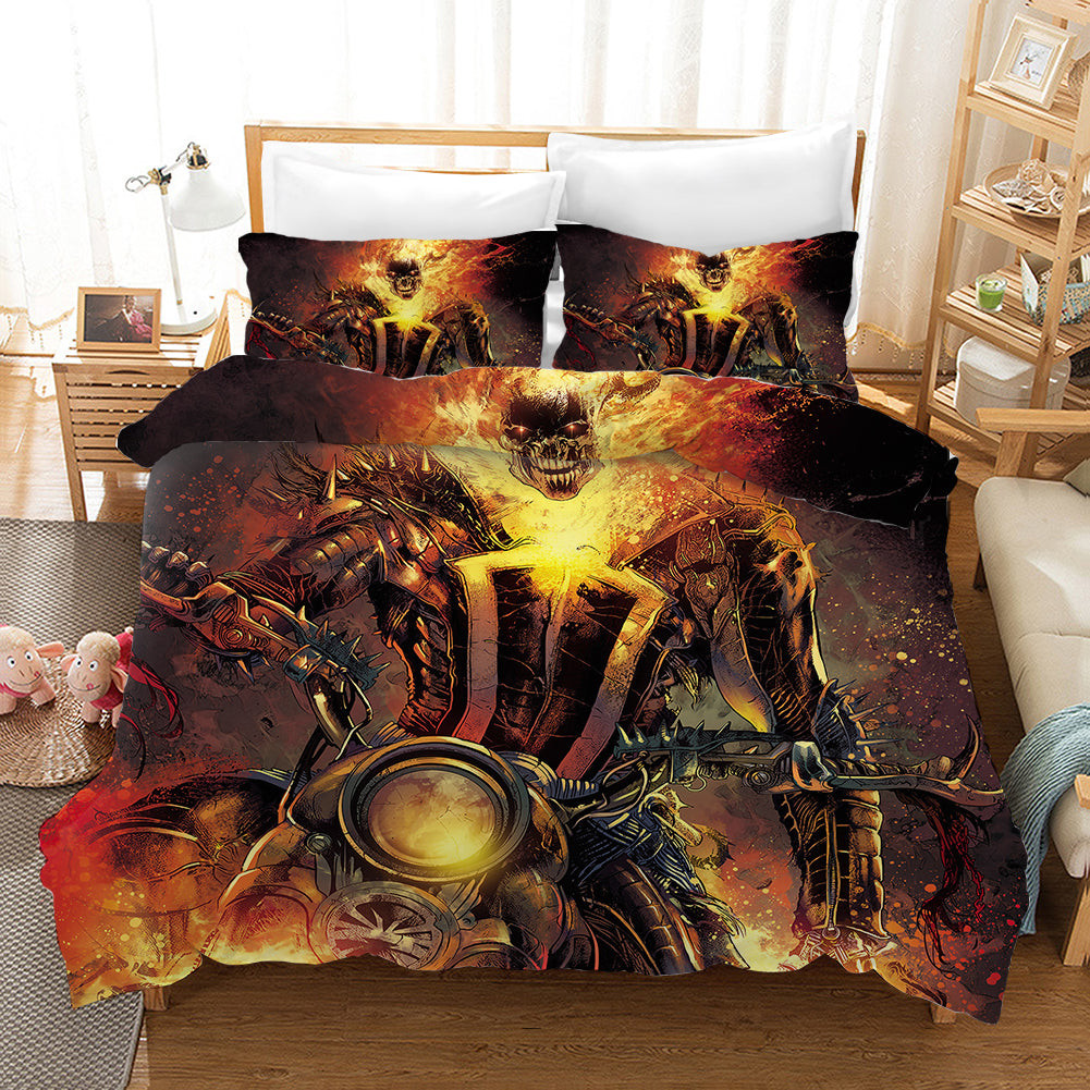 Ghost Rider Quilt Cover Pillowcase Bedding Set Home Bedroom Decor