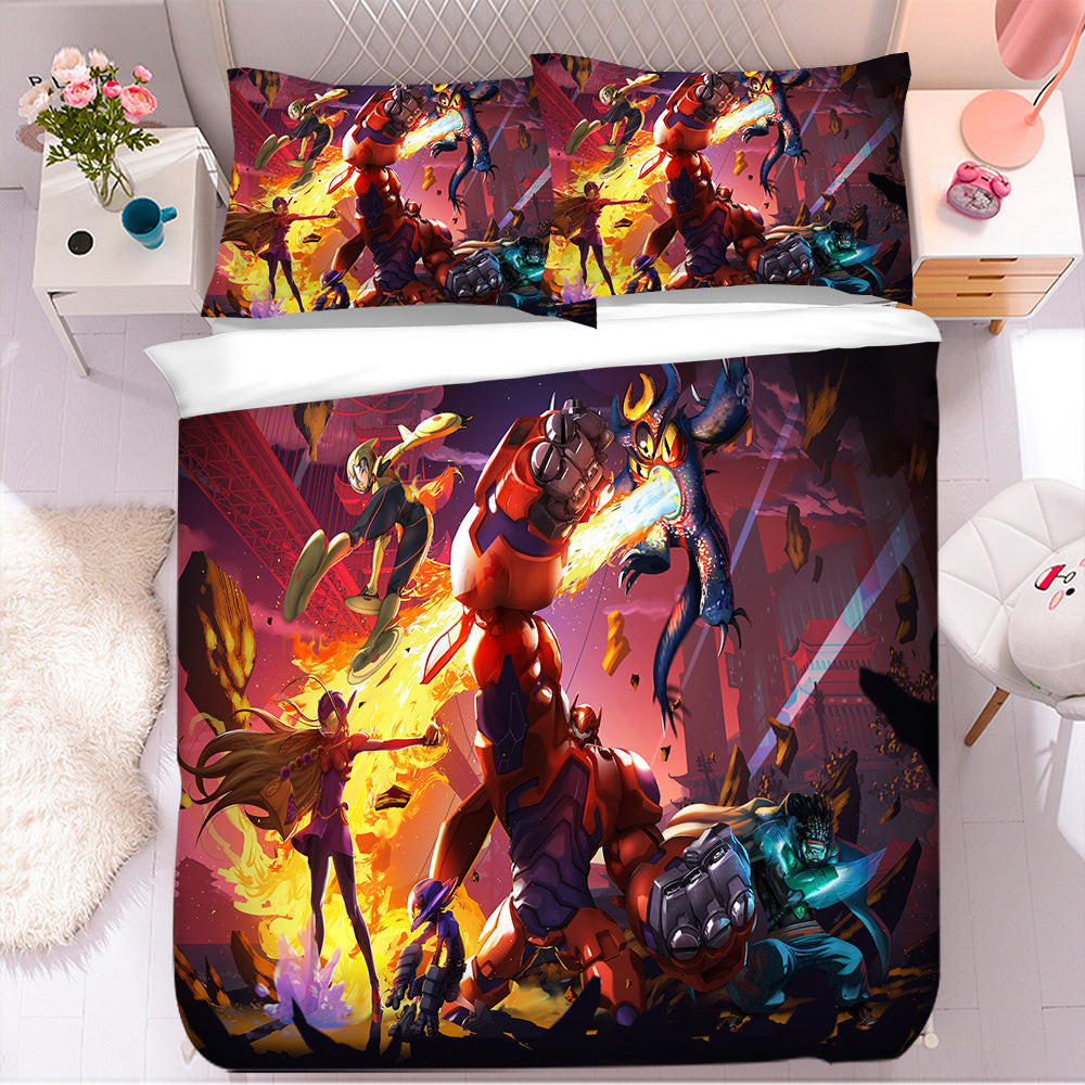 Big Hero 6 Baymax Quilt Cover Pillowcase Bedding Set Home Bedroom Decor