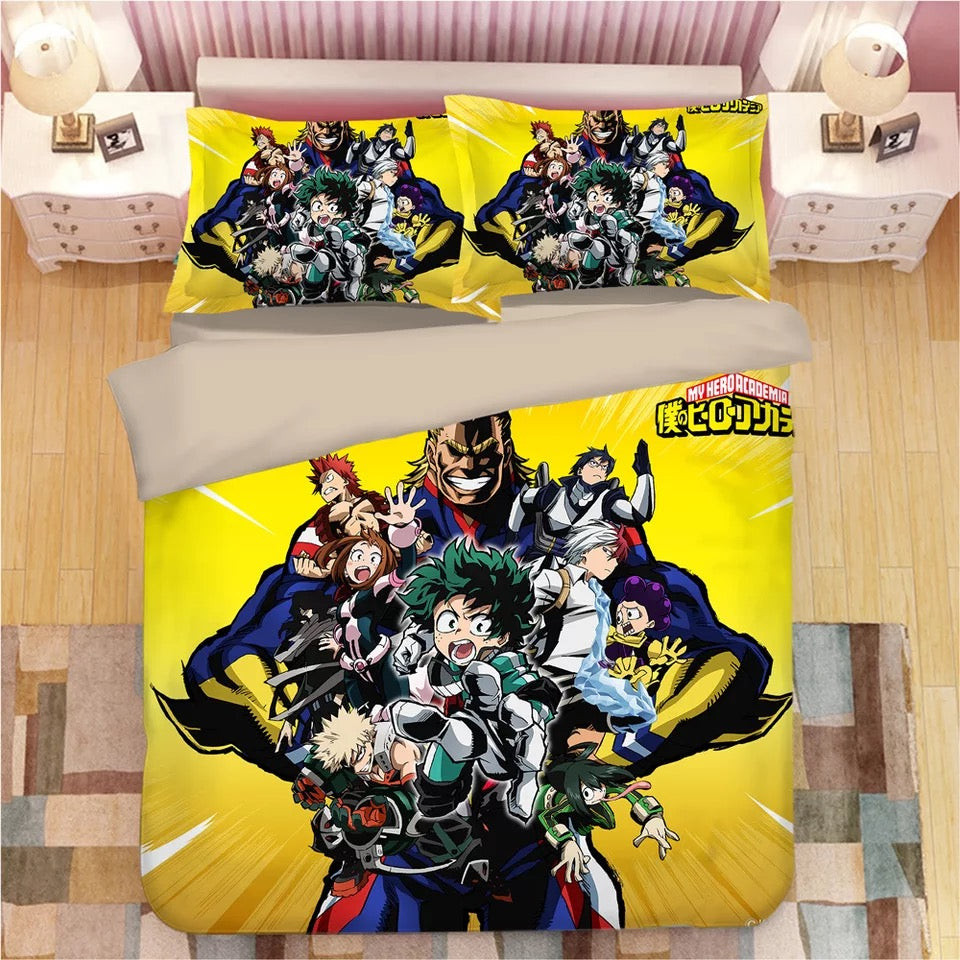 My Hero Academia All Might Quilt Cover Pillowcase Bedding Set Home Bedroom Decor