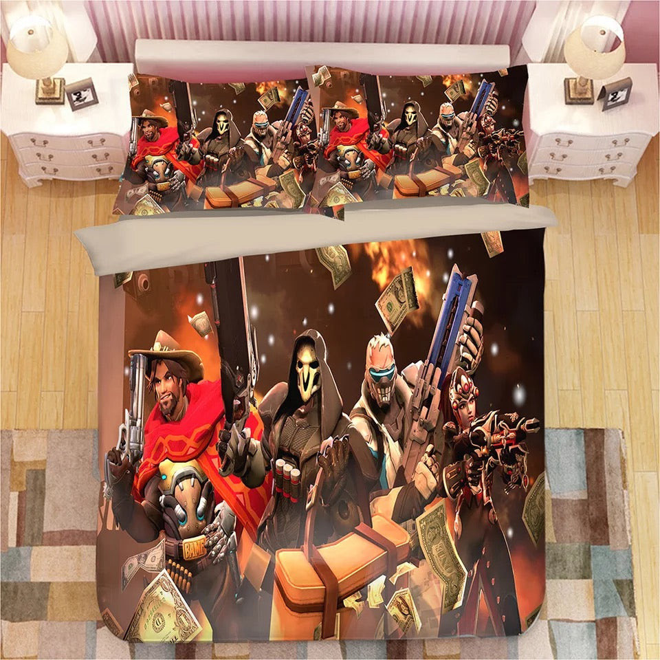 Game Overwatch Soldier 76 Quilt Cover Pillowcase Bedding Set Home Bedroom Decor