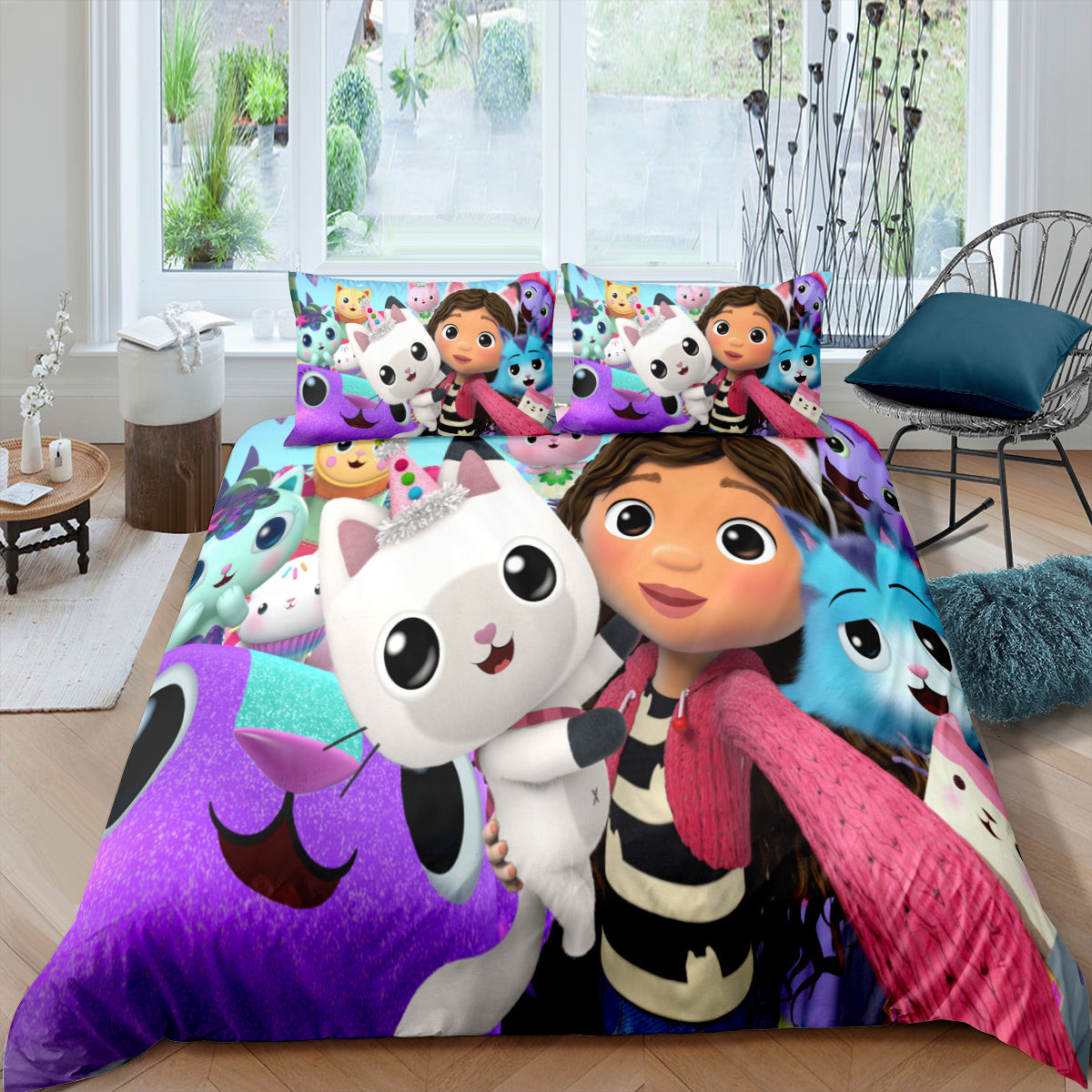 Gabbys Dollhouse Quilt Cover Pillowcase Bedding Set Home Bedroom Decor