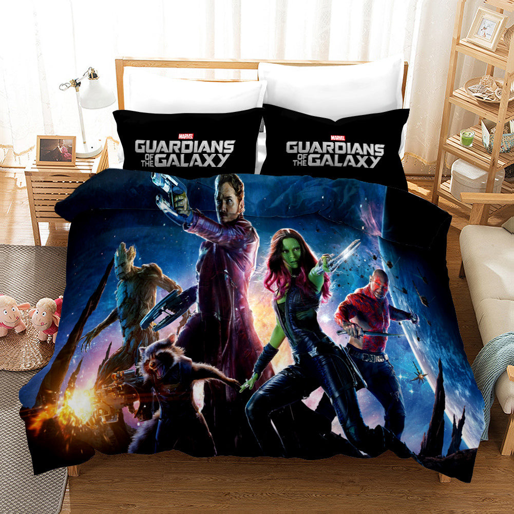 Guardians Of The Galaxy Star Lord Peter Quil Gamora Quilt Cover Pillowcase Bedding Set Home Bedroom Decor