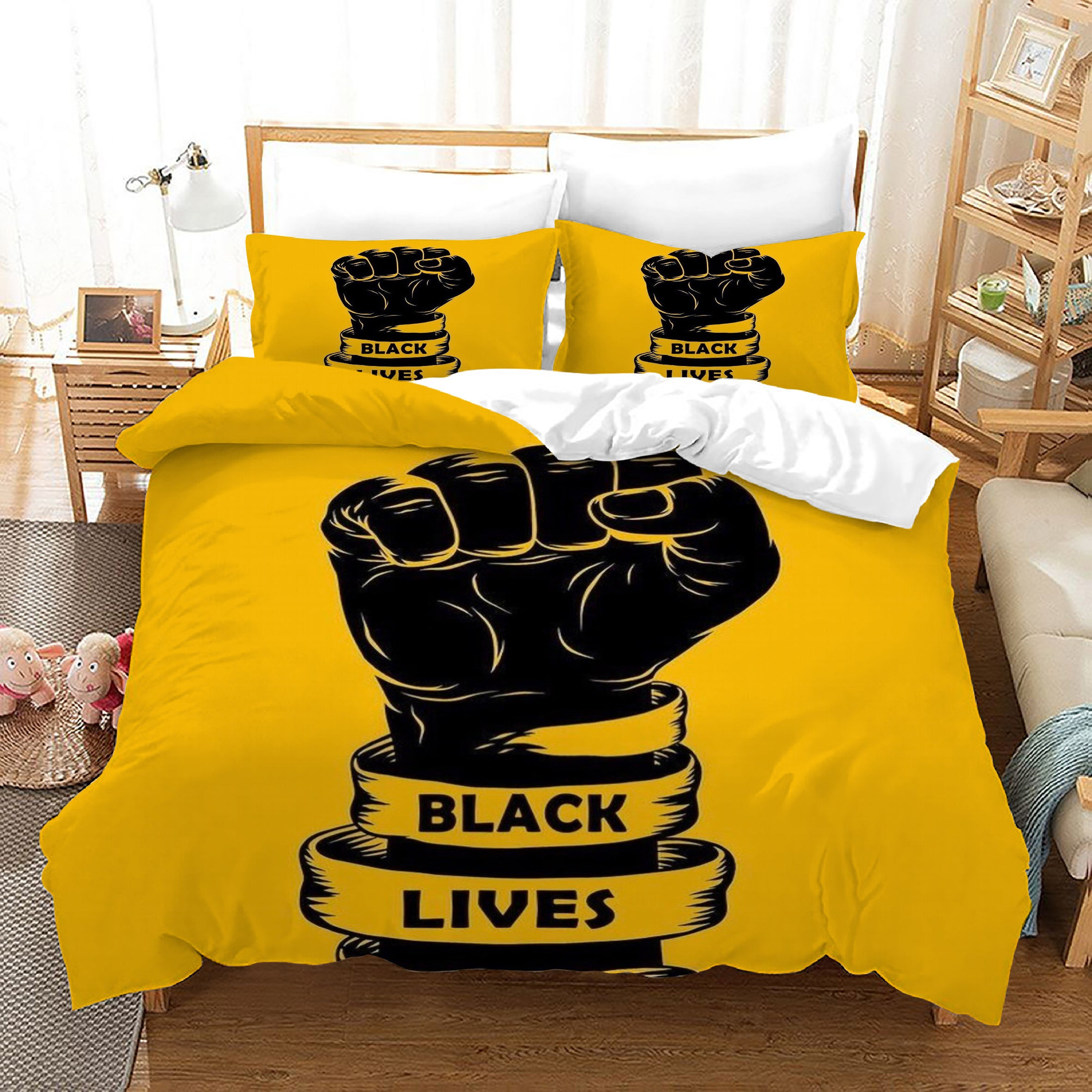 Black Lives Matter Quilt Cover Pillowcase Bedding Set Home Bedroom Decor