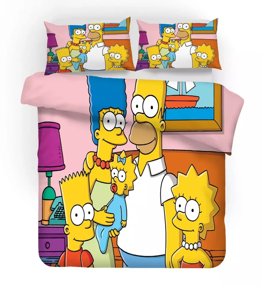 Anime The Simpsons Homer J Simpson Quilt Cover Pillowcase Bedding Set Home Bedroom Decor