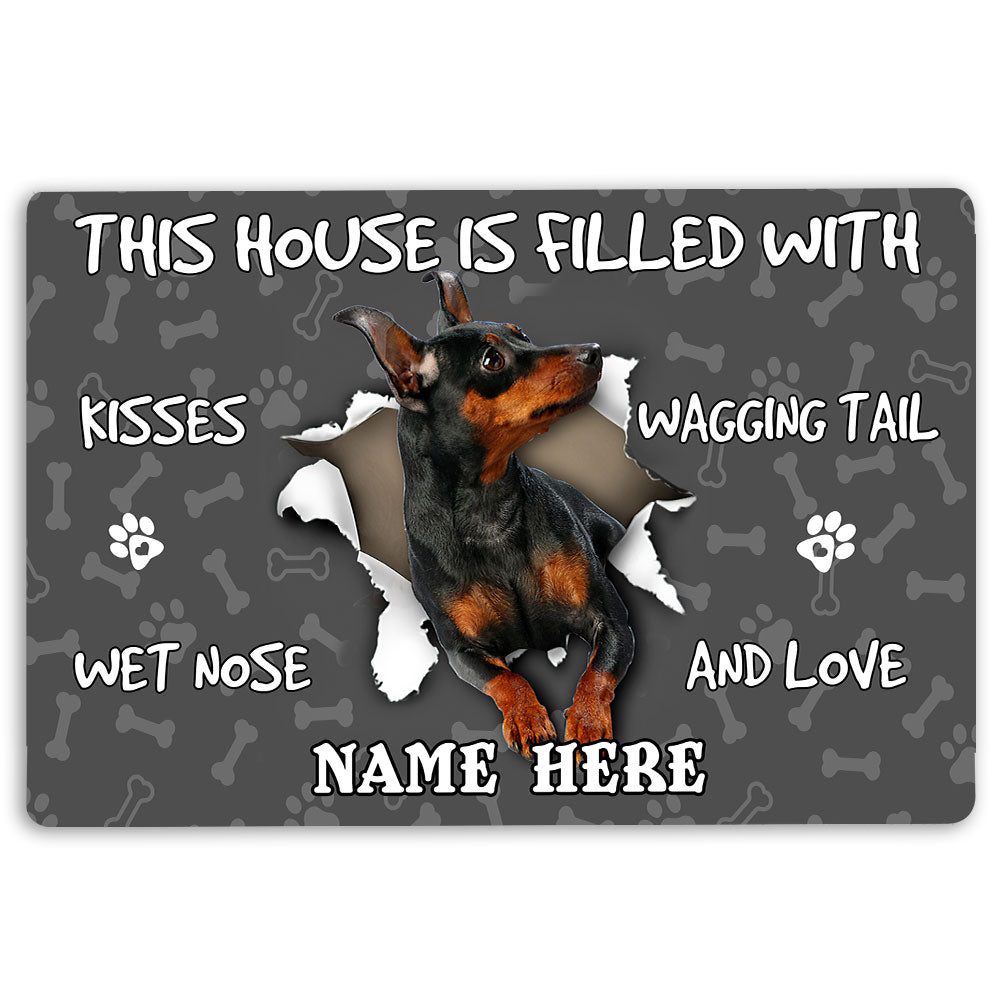 Miniature Pinscher Rubber Doormat, Miniature Pinscher Dog Lover Pawprint Welcome Doormat, Custom Name Indoor Outdoor Door Mat, Home Decor