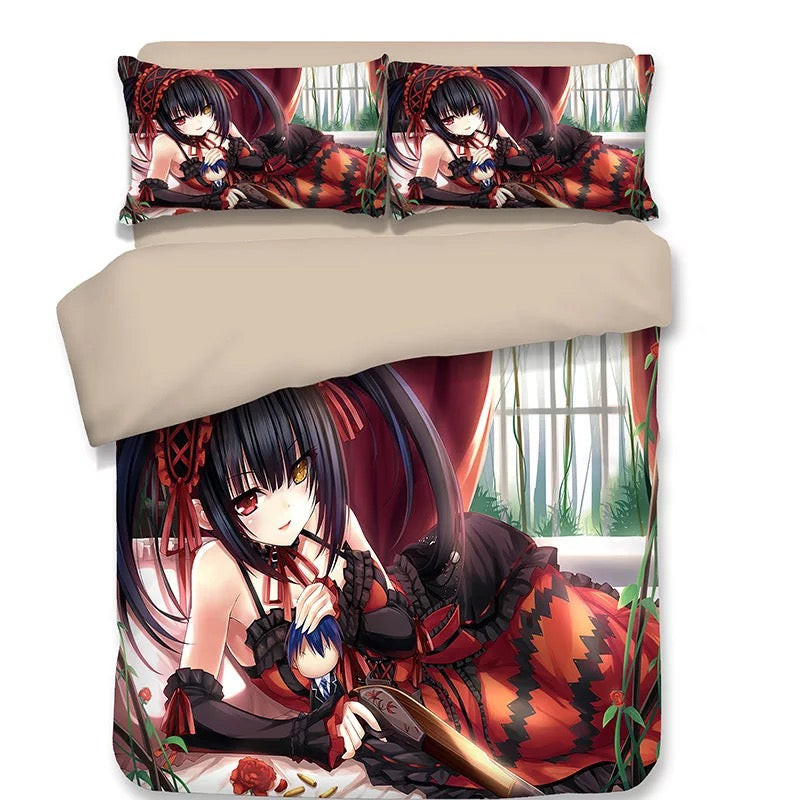 Date A Live Tokisaki Kurumi Nightmare Quilt Cover Pillowcase Bedding Set Home Bedroom Decor