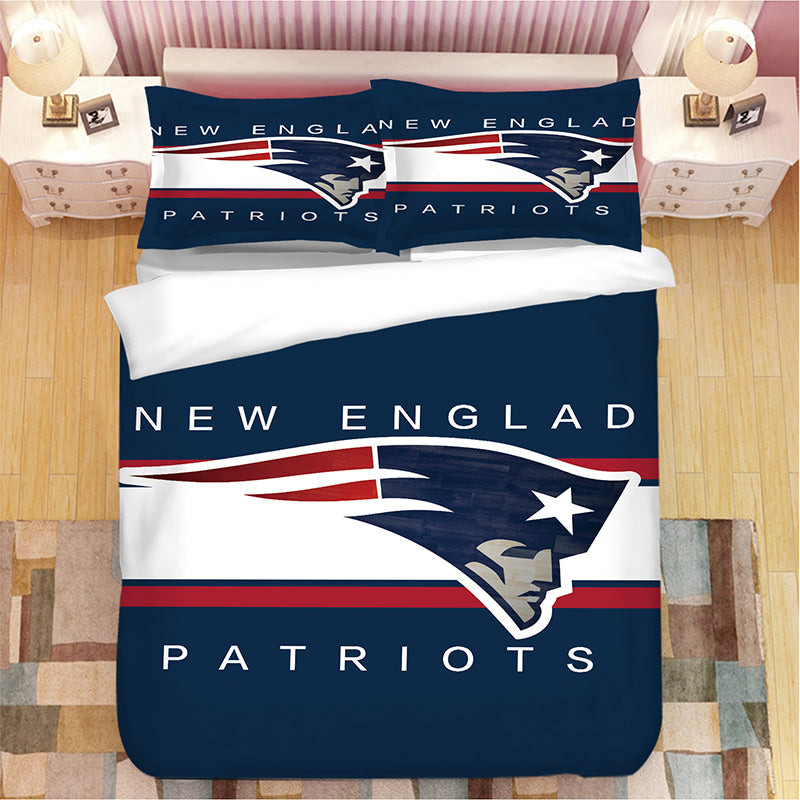 New England Patriots Football League Quilt Cover Pillowcase Bedding Set Home Bedroom Decor