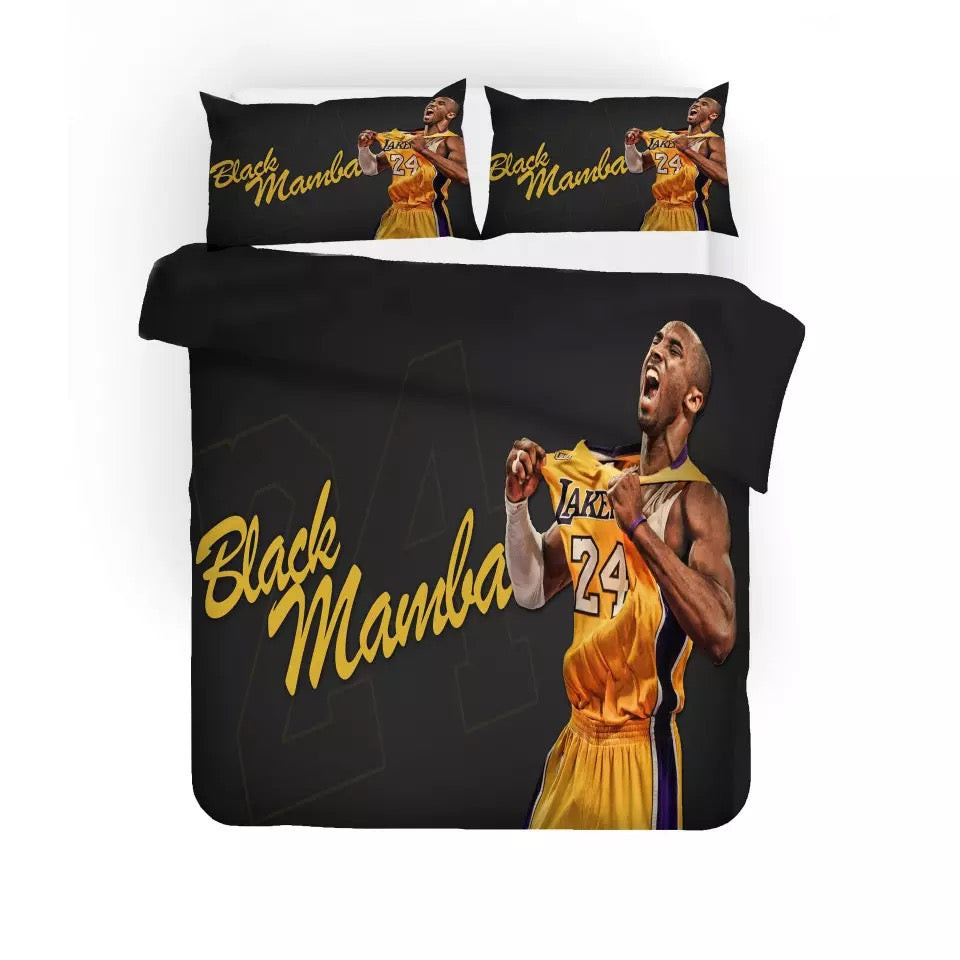 Black Mamba NBA Kobe Quilt Cover Pillowcase Bedding Set Home Bedroom Decor